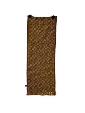 Gucci GG Pattern Fringe Wool Scarf